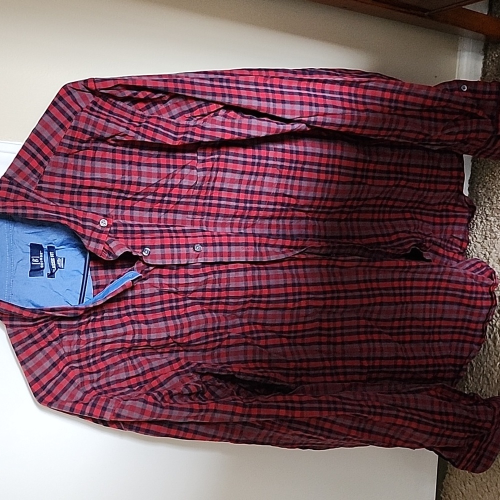 George Red Plaid Dress Shirt